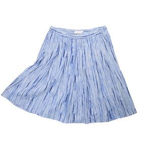 Tory Burch Blue Coastal Midi Skirt Women 8 Beach Flowy Ocean Waves Check Pattern